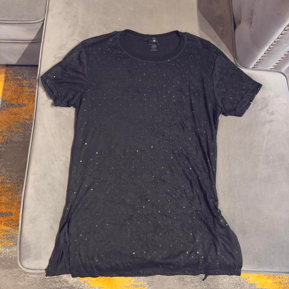 Men's Designer Top - Reckless By Ron - Black And Silver Sequin Top